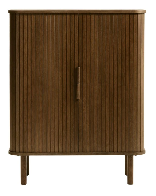 Komoda wysoka FIORD 90 cm Dąb Ciemny – fornir dębowy