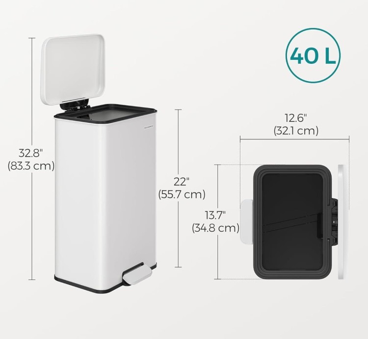 Kosz na śmieci 1x40l w kolorze biały