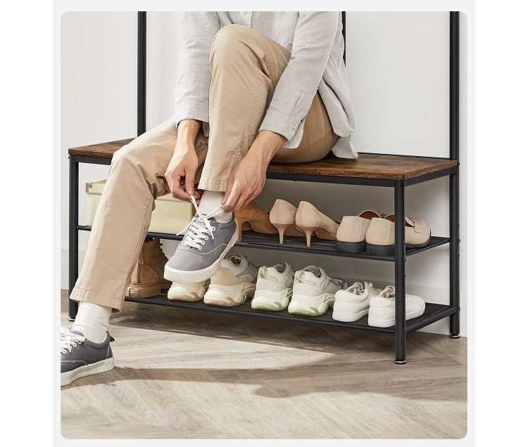 Garderoba na ubrania z szafką na buty i lustrem w stylu industrialnym (