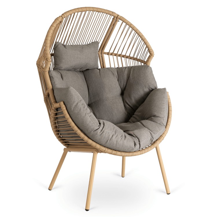 Fotel Ogrodowy z podnóżkiem NATURAL szary/boho (