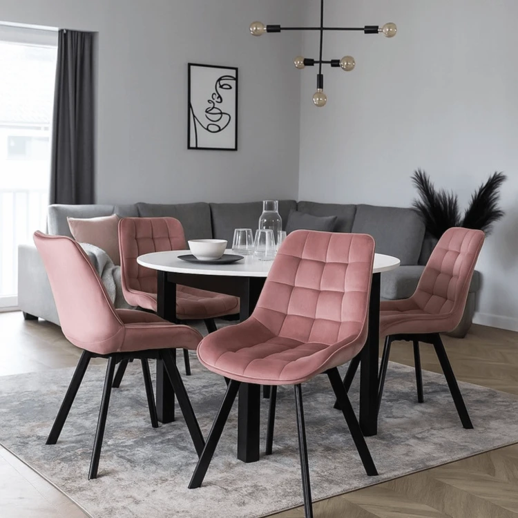 Krzesło tapicerowane Miki różowe welurowe