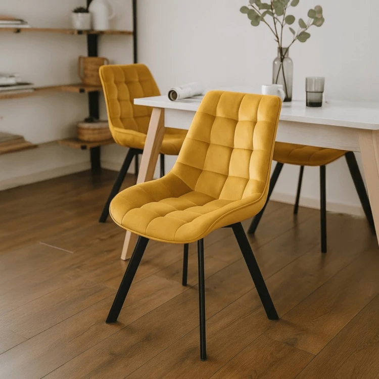 Krzesło tapicerowane Miki musztardowe welurowe
