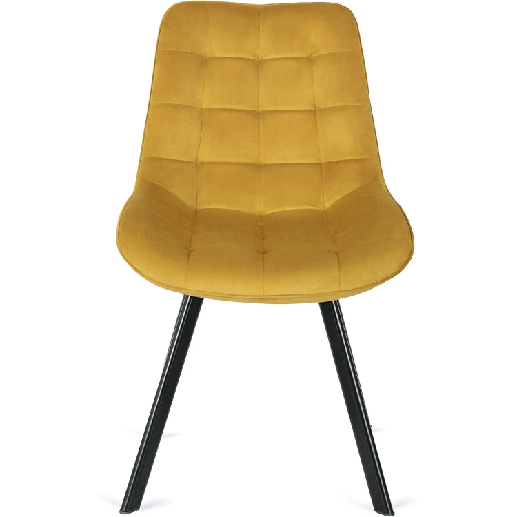 Krzesło tapicerowane Miki musztardowe welurowe