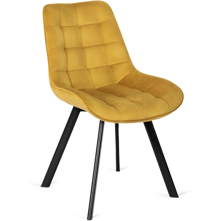 Krzesło tapicerowane Miki musztardowe welurowe