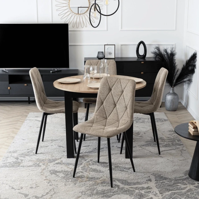 Krzesło tapicerowane Diamo Beżowym 2 Tkanina