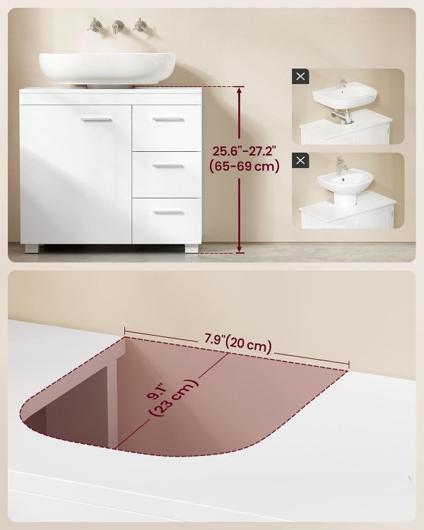 Szafka łazienkowa pod umywalkę z szufladami w kolorze białym