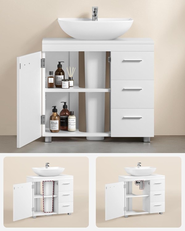 Szafka łazienkowa pod umywalkę z szufladami w kolorze białym