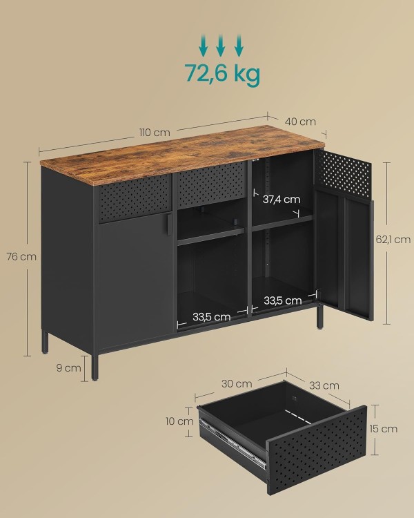 Komoda kredens w industrialnym stylu metalowa