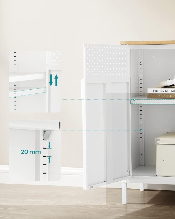 Komoda szafka metalowa kolor biały/ dąb