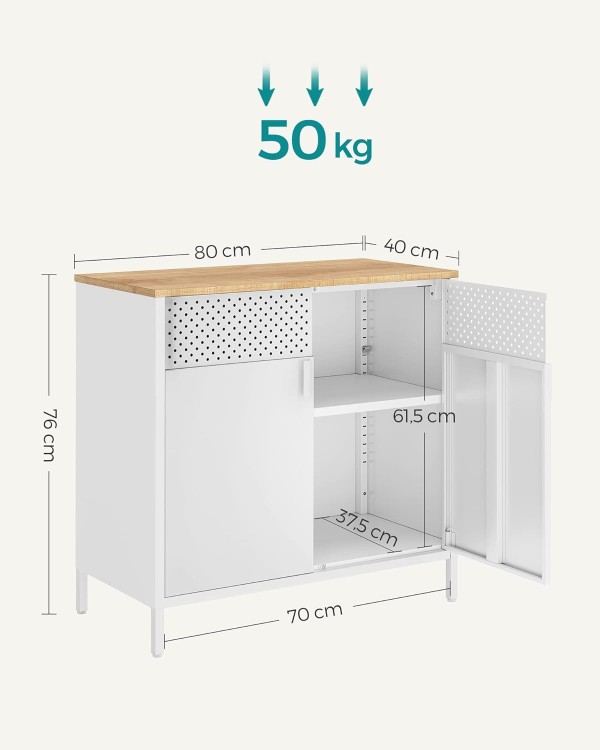 Komoda szafka metalowa kolor biały/ dąb