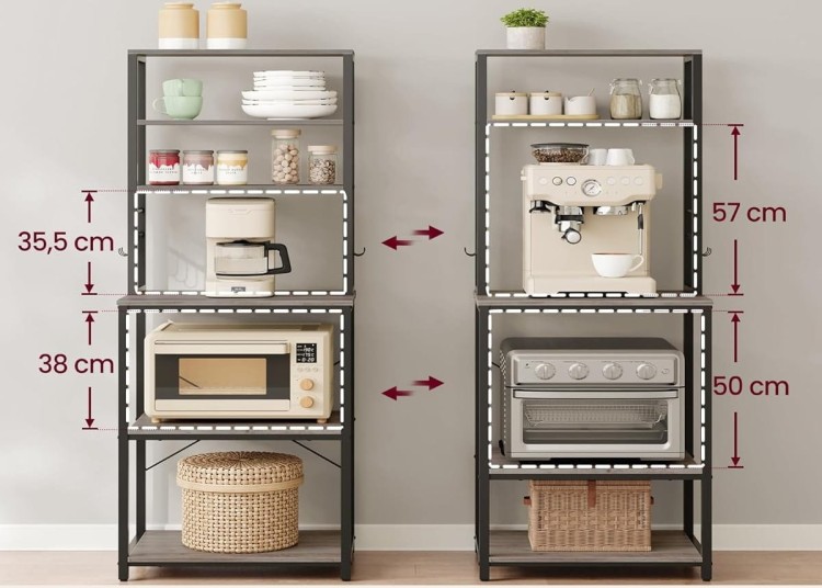 Regał kuchenny z 6 półkami 167 cm kolor Szarobeżowy