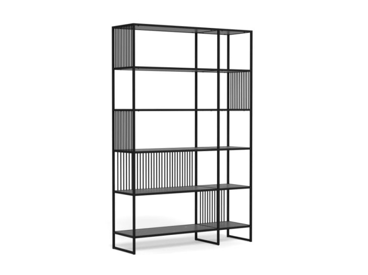 Regał wysoki Houston 120x35x185 cm czarny/marmur
