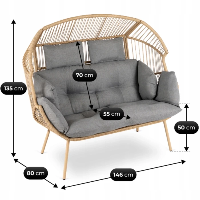 Sofa/ Fotel wypoczynkowy dwuosobowy RIVENTO Szary