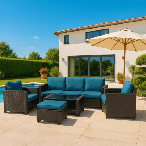 Zestaw Mebli Ogrodowych ORFEUSZ Szary/Granatowy