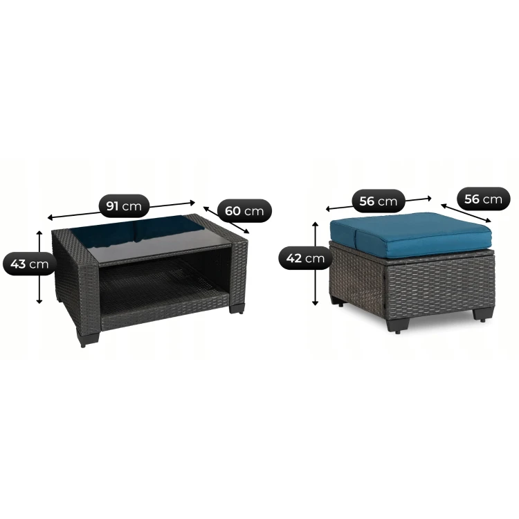 Zestaw Mebli Ogrodowych ORFEUSZ Szary/Granatowy