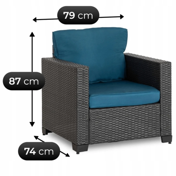 Zestaw Mebli Ogrodowych ORFEUSZ Szary/Granatowy