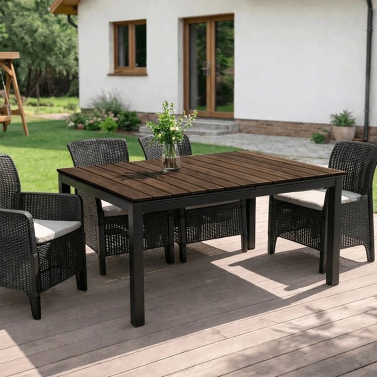 Stół Ogrodowy rozkładany ROLIS 140x180 cm Orzech/Czarny