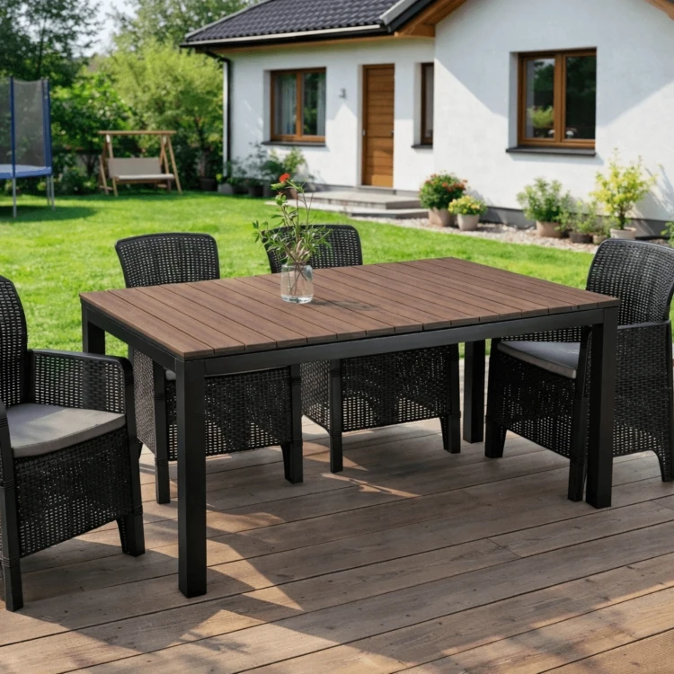 Stół Ogrodowy rozkładany ROLIS 160x210 cm Orzech/Czarny