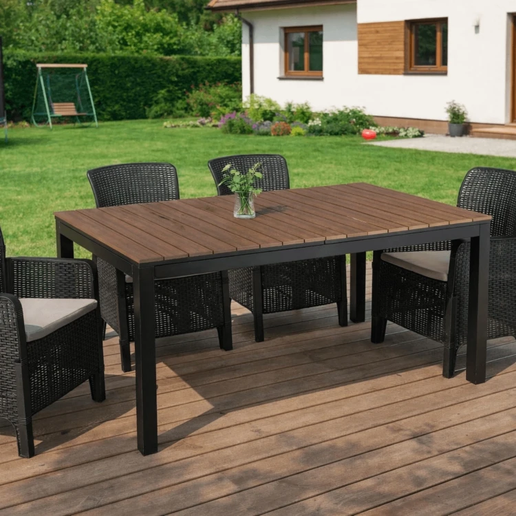 Stół Ogrodowy rozkładany ROLIS 160x260 cm Orzech/Czarny