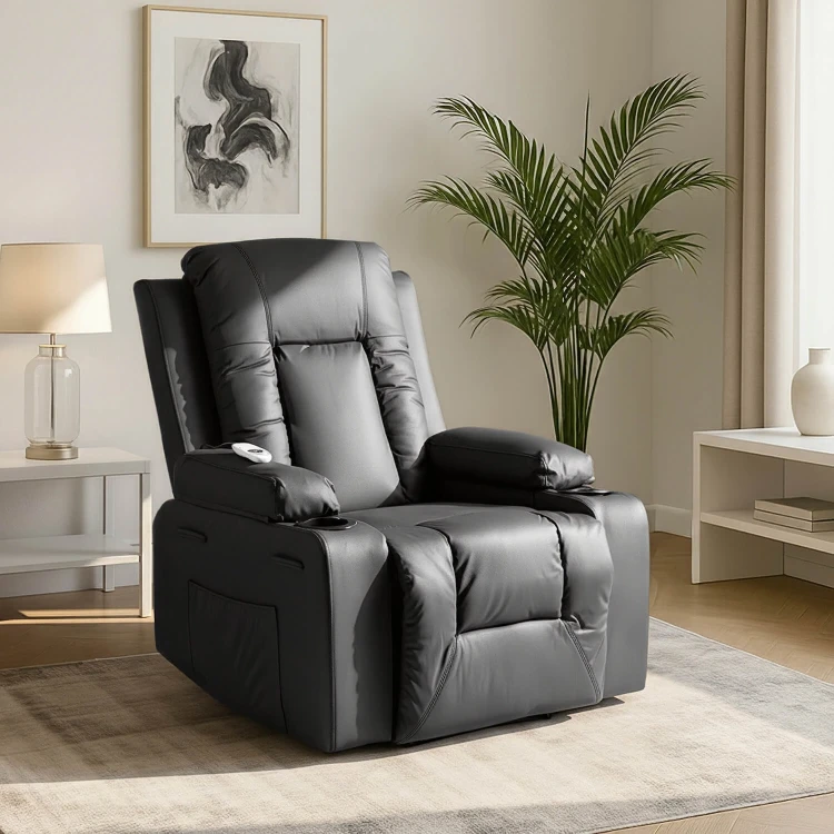 Fotel Masujący Comfort+ Czarn ekoskóra