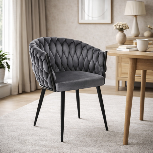 Krzesło Tapicerowane SENO welur/szare