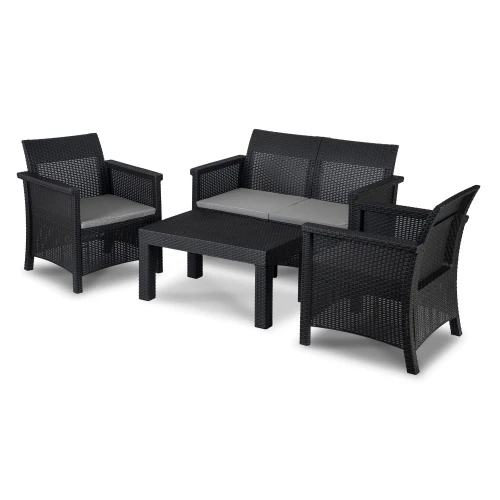 Zestaw Mebli Ogrodowych ZANORA Czarny/Szary (