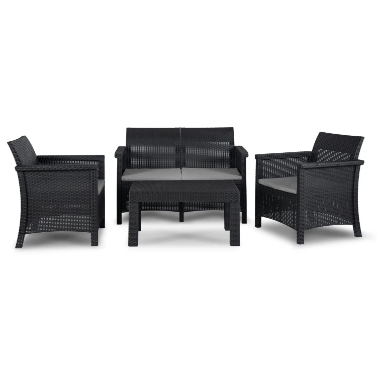 Zestaw Mebli Ogrodowych ZANORA Czarny/Szary