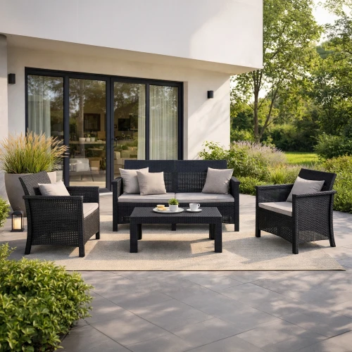 Zestaw Mebli Ogrodowych ZANORA Czarny/Szary