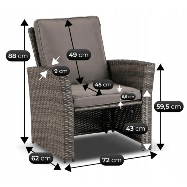 Zestaw Mebli Ogrodowych CORSICA SZARY
