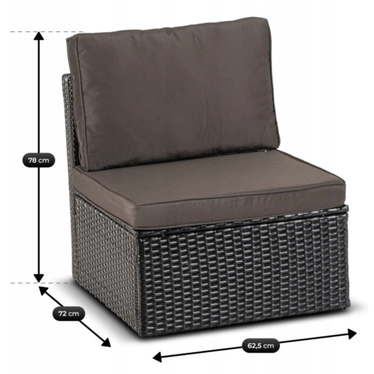 Zestaw Mebli Ogrodowych Portofino Czarny/Brązowy