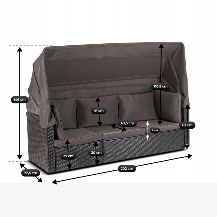 Zestaw Mebli Ogrodowych Portofino Czarny/Brązowy