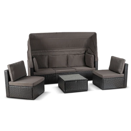 Zestaw Mebli Ogrodowych Portofino Czarny/Brązowy