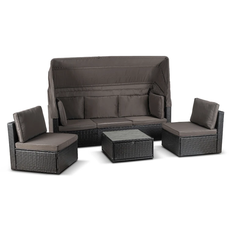 Zestaw Mebli Ogrodowych Portofino Czarny/Brązowy