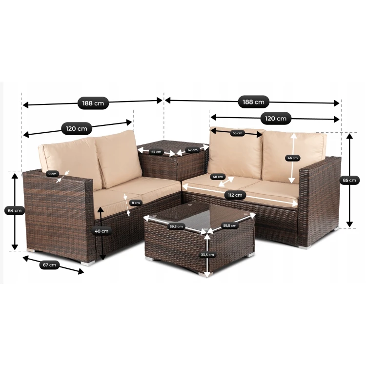 Zestaw Mebli Ogrodowych Malibu Czarny/Brązowy