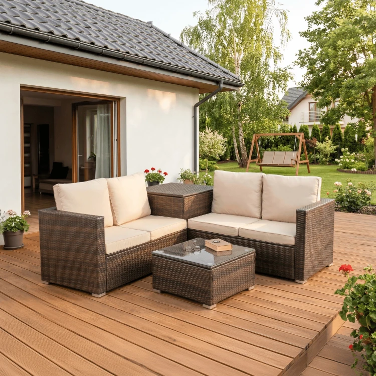 Zestaw Mebli Ogrodowych Malibu Czarny/Brązowy