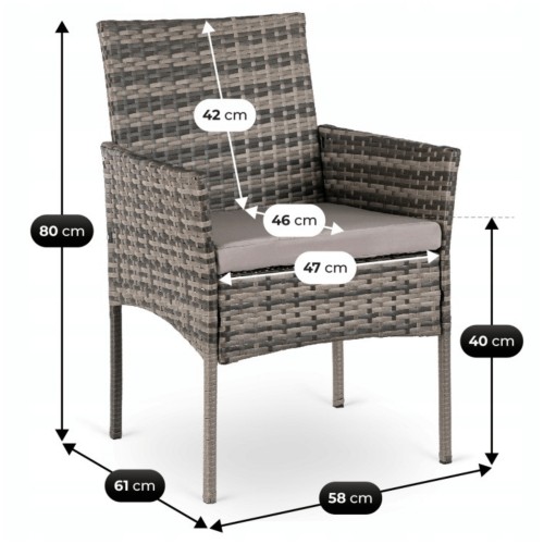 Zestaw 2 Krzeseł ogrodowych COSTA szare