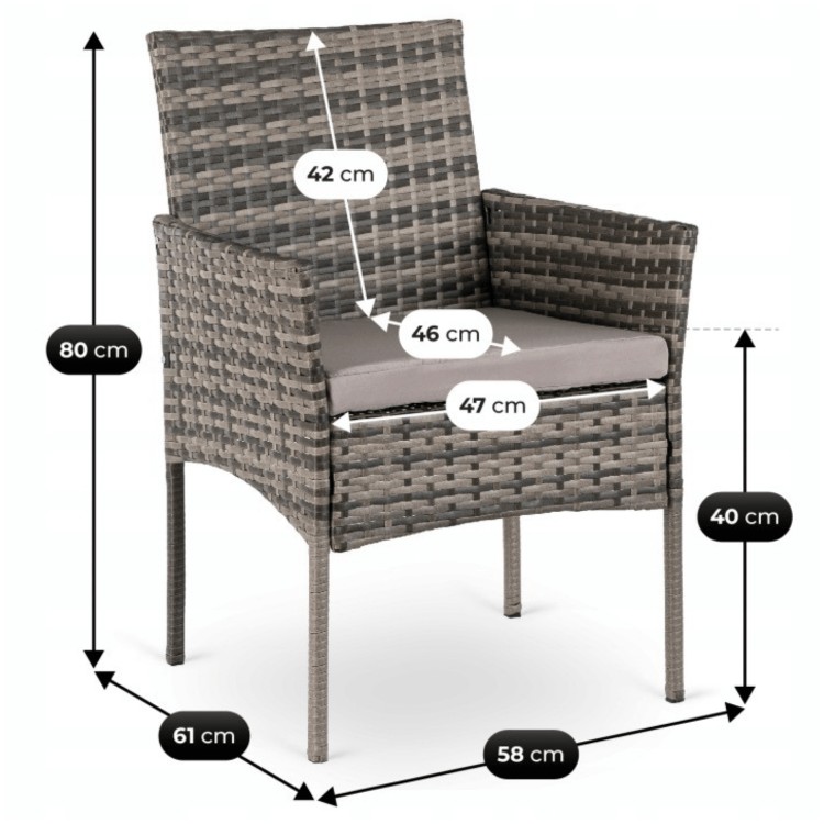 Zestaw 2 Krzeseł ogrodowych COSTA szare