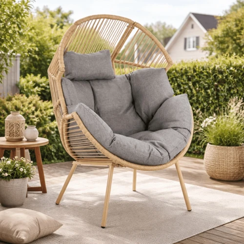 Fotel Ogrodowy RIVENTO Szary/Rattan