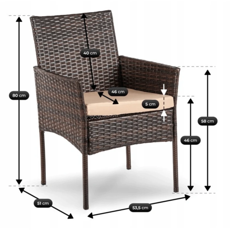 Zestaw ogrodowy Stół + 4  Krzesła Brązowy/Beżowy