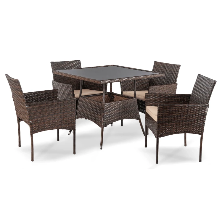 Zestaw ogrodowy Stół + 4  Krzesła Brązowy/Beżowy