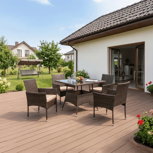 Zestaw ogrodowy Stół + 4  Krzesła Brązowy/Beżowy