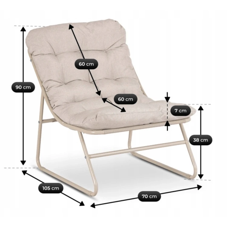 Zestaw Mebli Ogrodowych MALAGA stolik kawowy + dwa fotele beżow