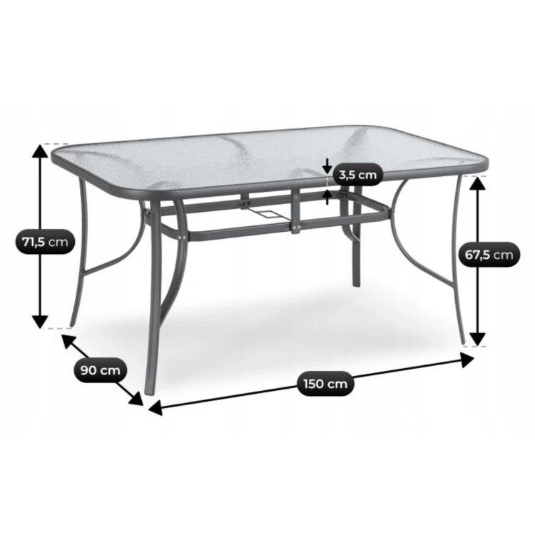 Zestaw Mebli Ogrodowych MARINA Stół + 6 krzeseł Czarny