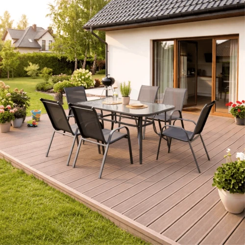 Zestaw Mebli Ogrodowych MARINA Stół + 6 krzeseł Czarny