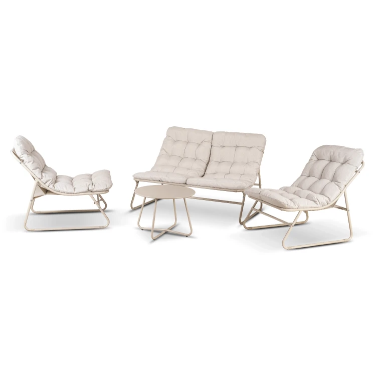 Zestaw Ogrodowy Zelia Sofa 2 x Fotel stolik kawowy Beżowy