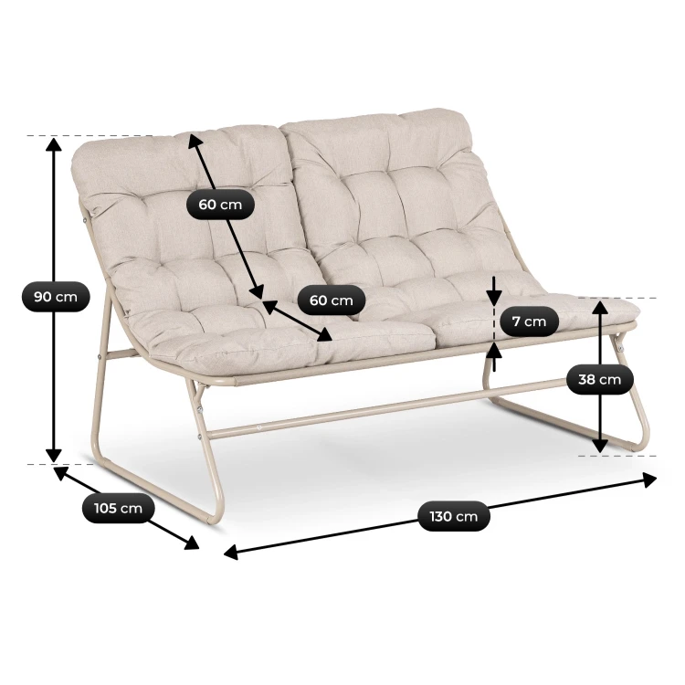 Zestaw Ogrodowy Zelia Sofa 2 x Fotel stolik kawowy Beżowy