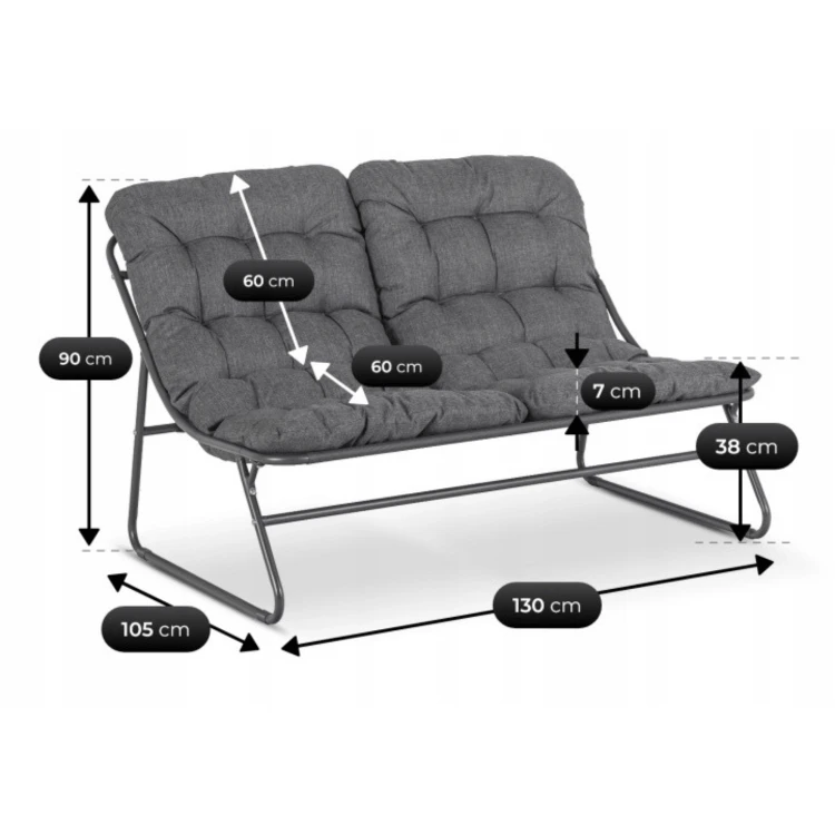 Zestaw Ogrodowy Zelia Sofa 2 x Fotel stolik kawowy Szary (