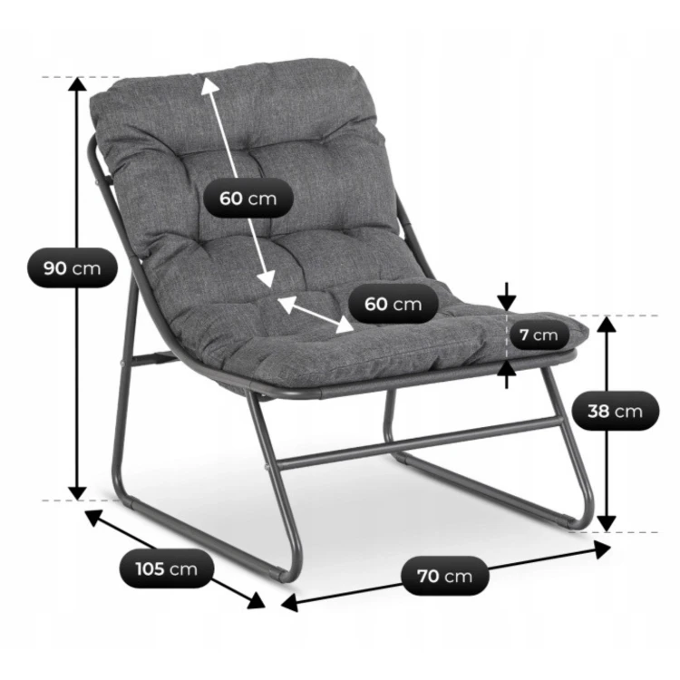 Zestaw Ogrodowy Zelia Sofa 2 x Fotel stolik kawowy Szary (