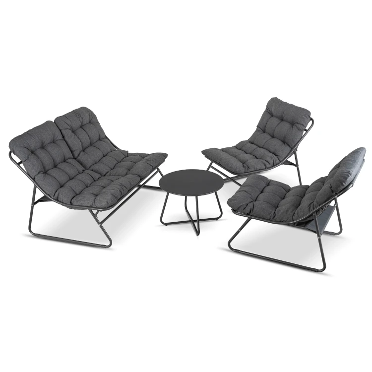 Zestaw Ogrodowy Zelia Sofa 2 x Fotel stolik kawowy Szary (