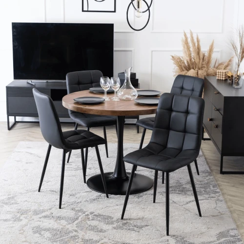 Okrągły Stół TORINO 100 cm Industrialny /Czarny